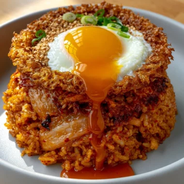 Delicious bowl of homemade fried rice with colorful vegetables and savory toppings
