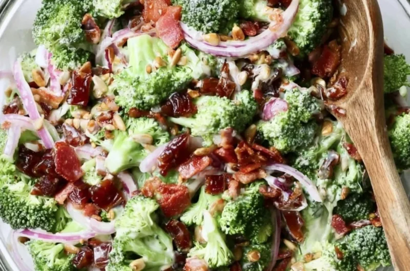 Whole30 compliant Broccoli Bacon Salad with fresh ingredients from Cook At Home Mom