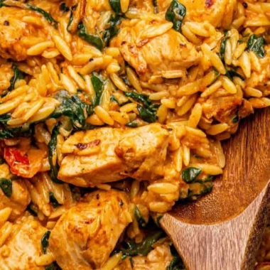 Delicious Cajun Chicken Orzo dish with vibrant spices and ingredients.