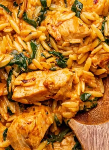 Delicious Cajun Chicken Orzo dish with vibrant spices and ingredients.