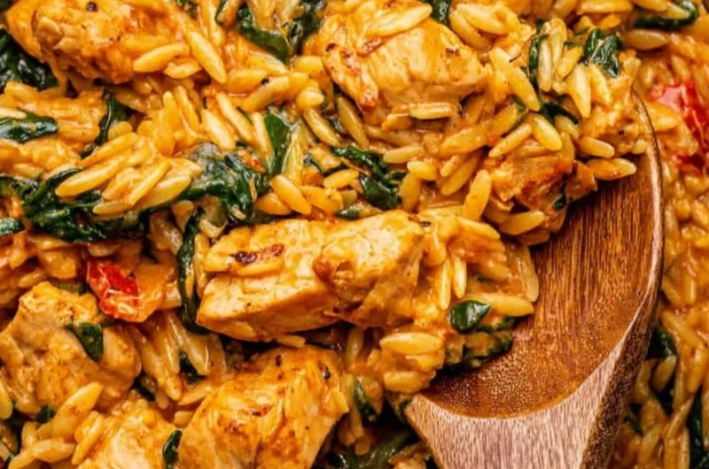 Delicious Cajun Chicken Orzo dish with vibrant spices and ingredients.