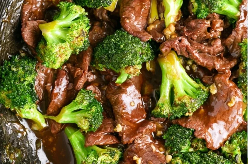 Cozy beef and broccoli dish with tender meat and fresh veggies.