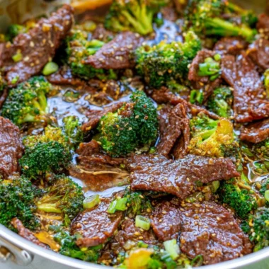 Delicious cozy beef and broccoli dish served with rice