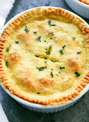 Cozy gluten and dairy-free chicken pot pie served in a rustic bowl