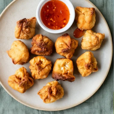 Cozy gluten-free crab rangoon with a crispy exterior and creamy filling