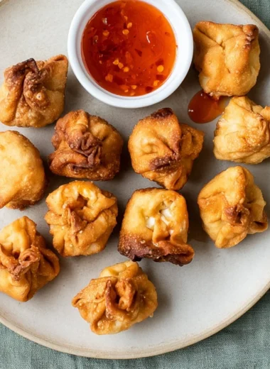 Cozy gluten-free crab rangoon with a crispy exterior and creamy filling