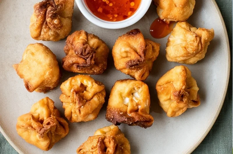 Cozy gluten-free crab rangoon with a crispy exterior and creamy filling
