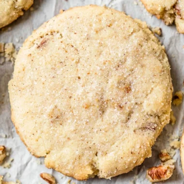 Cozy Pecan Sandies cookies on a plate, perfect for sharing and enjoying.