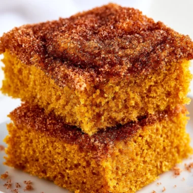 Cozy pumpkin snickerdoodle snack cake with warm spices and pumpkin flavor