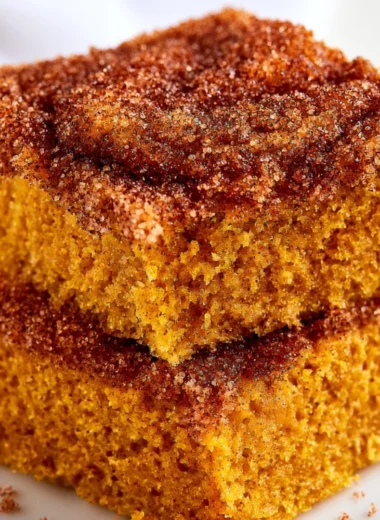 Cozy pumpkin snickerdoodle snack cake with warm spices and pumpkin flavor
