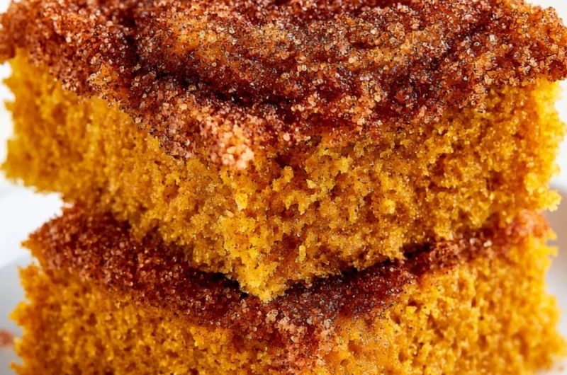 Cozy pumpkin snickerdoodle snack cake with warm spices and pumpkin flavor