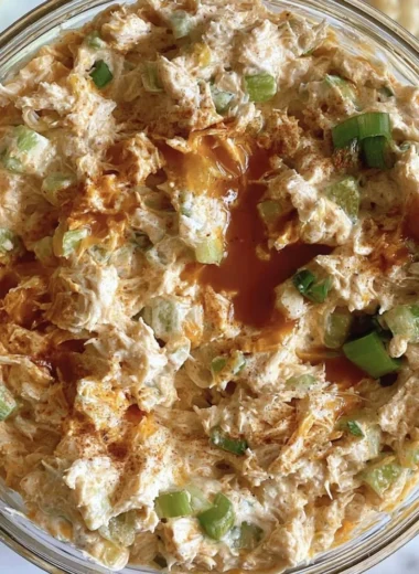 Creamy Buffalo Chicken Salad with spicy chicken and fresh vegetables