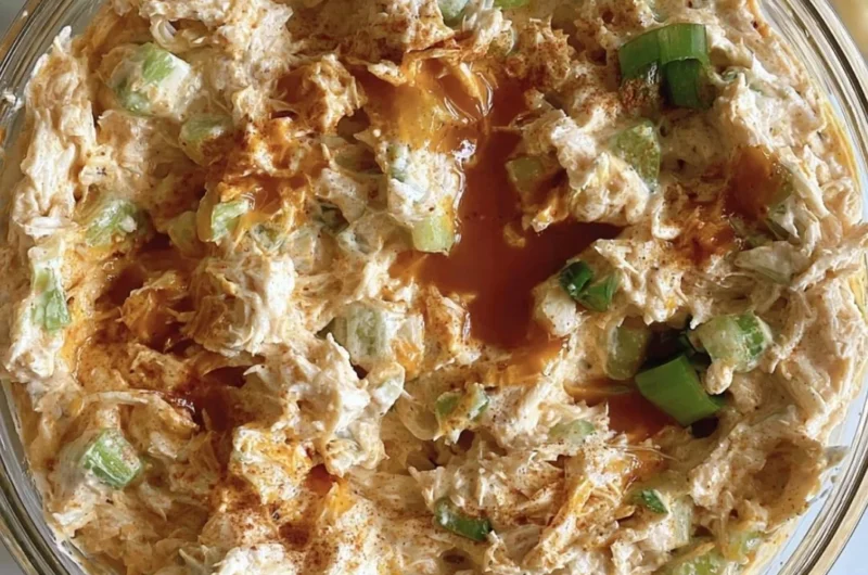 Creamy Buffalo Chicken Salad with spicy chicken and fresh vegetables