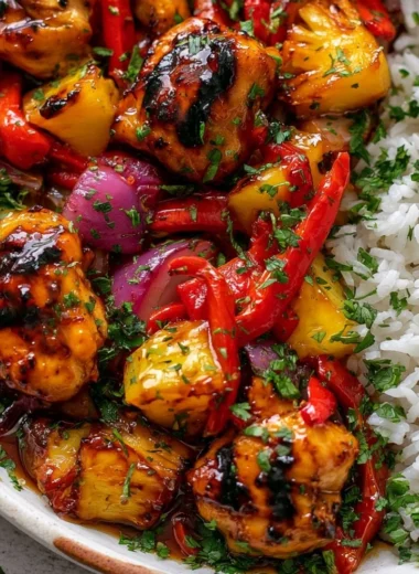 Delicious Hawaiian Chicken Sheet Pan with vibrant vegetables and pineapple