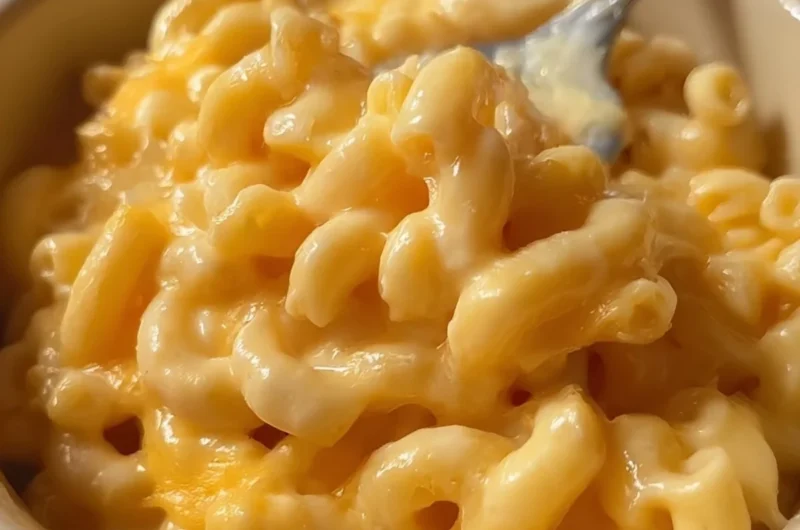 Delicious bowl of microwave macaroni and cheese ready to eat