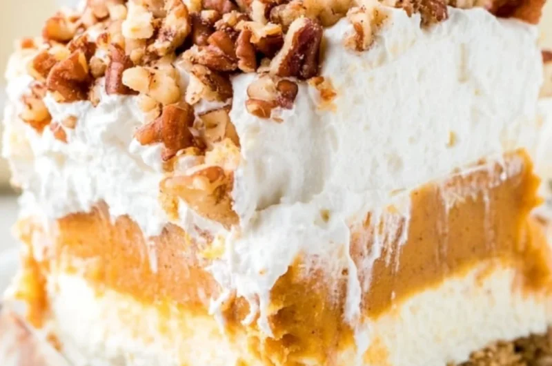 Delicious Pumpkin Lush dessert with creamy layers and autumn spices