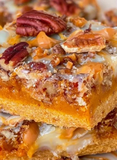 Delicious Pumpkin Magic Bars served on a plate, ideal for fall gatherings