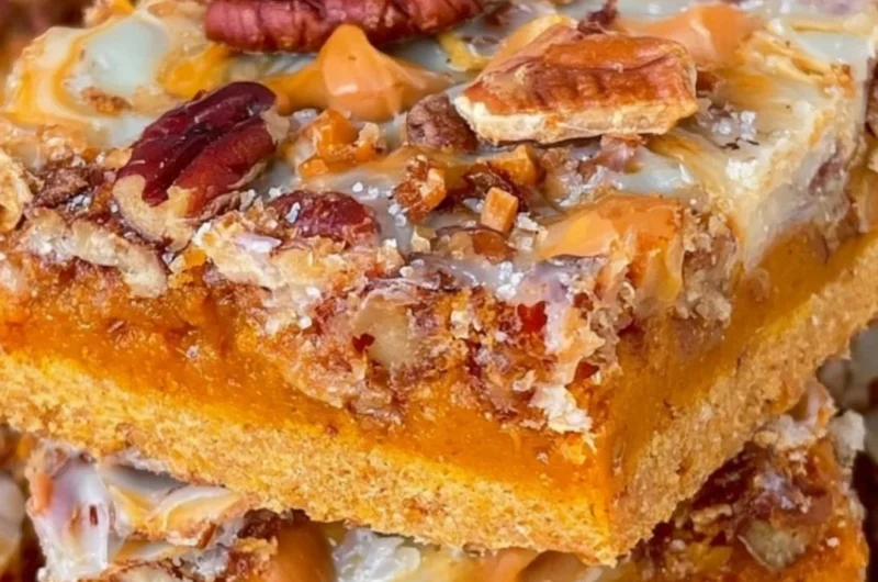 Delicious Pumpkin Magic Bars served on a plate, ideal for fall gatherings