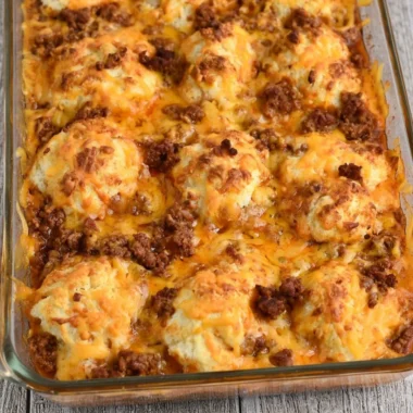 Delicious Sloppy Joe Ground Beef Casserole served in a baking dish