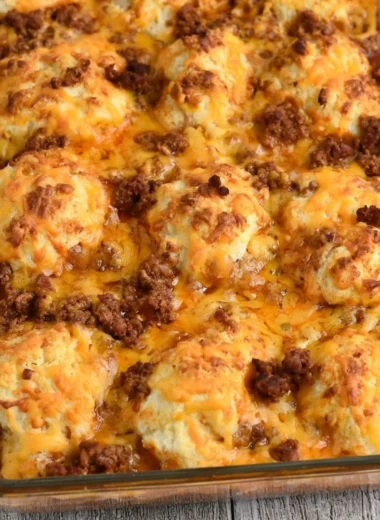 Delicious Sloppy Joe Ground Beef Casserole served in a baking dish