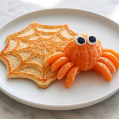 Delicious Spiderweb Pancakes on a plate, perfect for Halloween breakfast