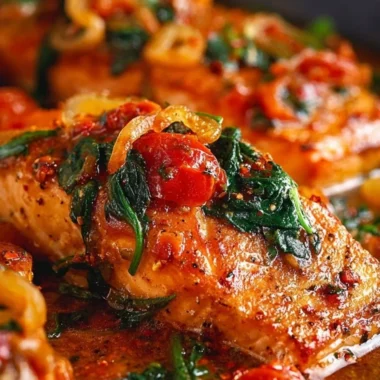 Delicious Tuscan Garlic Salmon dish garnished with herbs and served on a plate.