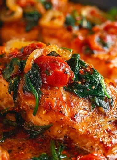 Delicious Tuscan Garlic Salmon dish garnished with herbs and served on a plate.