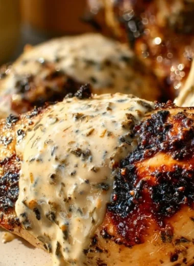 Delicious white barbecue chicken served on a platter with sides
