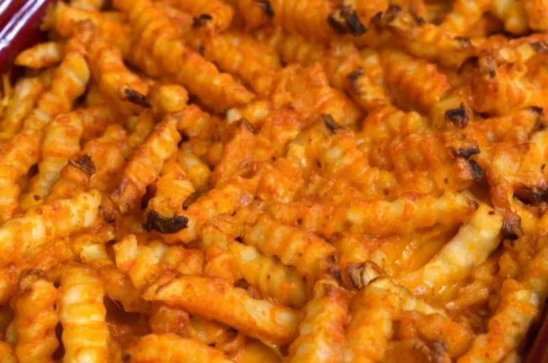 Delicious Cheeseburger French Fry Casserole served in a baking dish