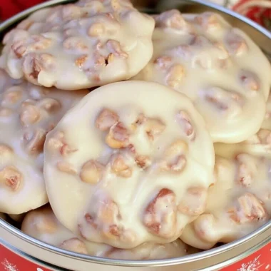 Cozy vanilla pecan pralines on a rustic wooden table, showcasing their delicious texture.