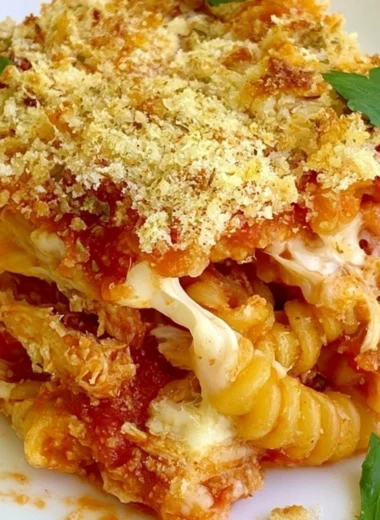 Delicious Italian chicken casserole with herbs and cheese