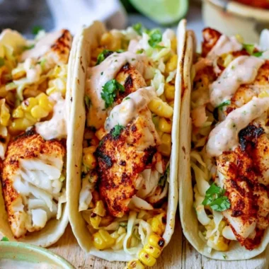 Delicious Tilapia Fish Tacos served with fresh toppings