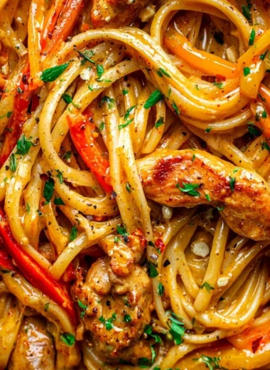 Bowl of Cowboy Butter Chicken Pasta topped with herbs and spices for a cozy dinner.