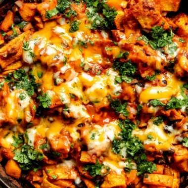Butternut squash enchilada skillet with black beans and toppings