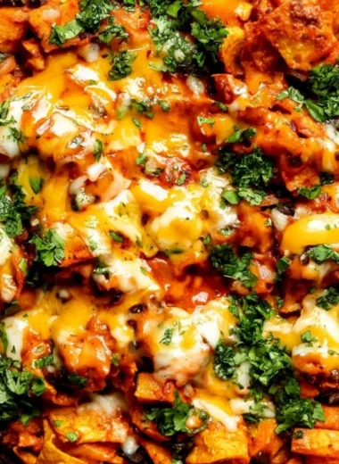 Butternut squash enchilada skillet with black beans and toppings