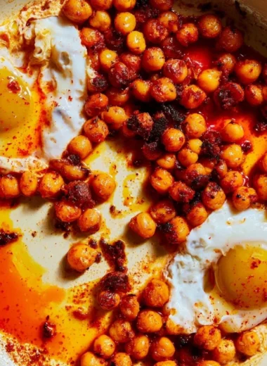 Chickpea fried eggs plated with greens and spices for a nutritious meal