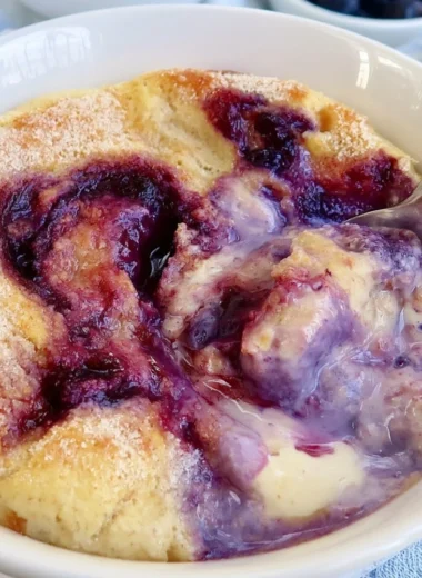 Healthy blueberry protein baked oats with no added sugar, perfect for breakfast.