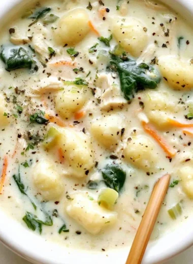 Delicious homemade Olive Garden Chicken Gnocchi Soup in a bowl