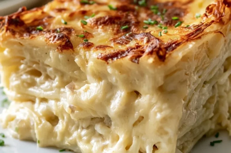 Deliciously creamy Potatoes Romanov served at a steakhouse